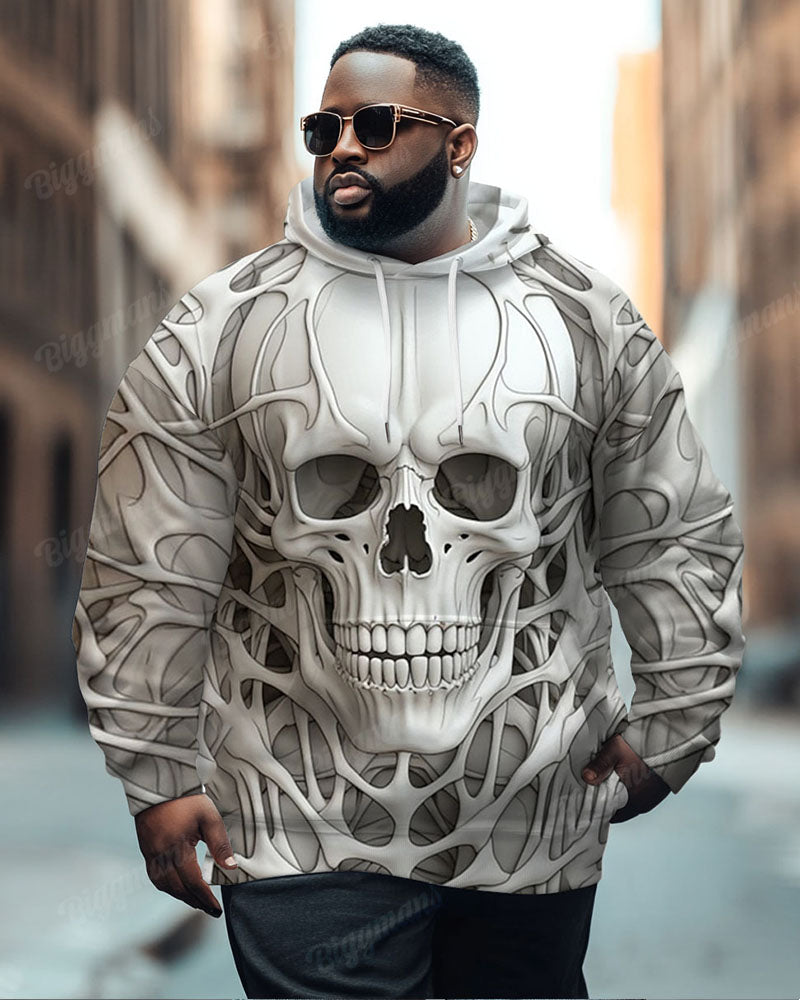 Big & Tall White Graphic Hoodie Sweatpants Set for big men