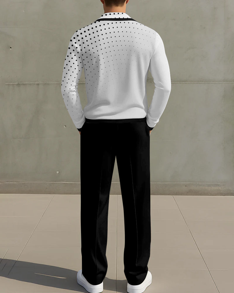 Big & Tall Black White Geometric Two-piece Set for big men view 2
