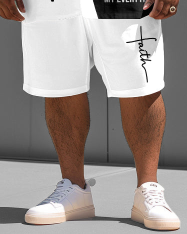 Big & Tall Graphic T-Shirt Shorts Set for big men view 3