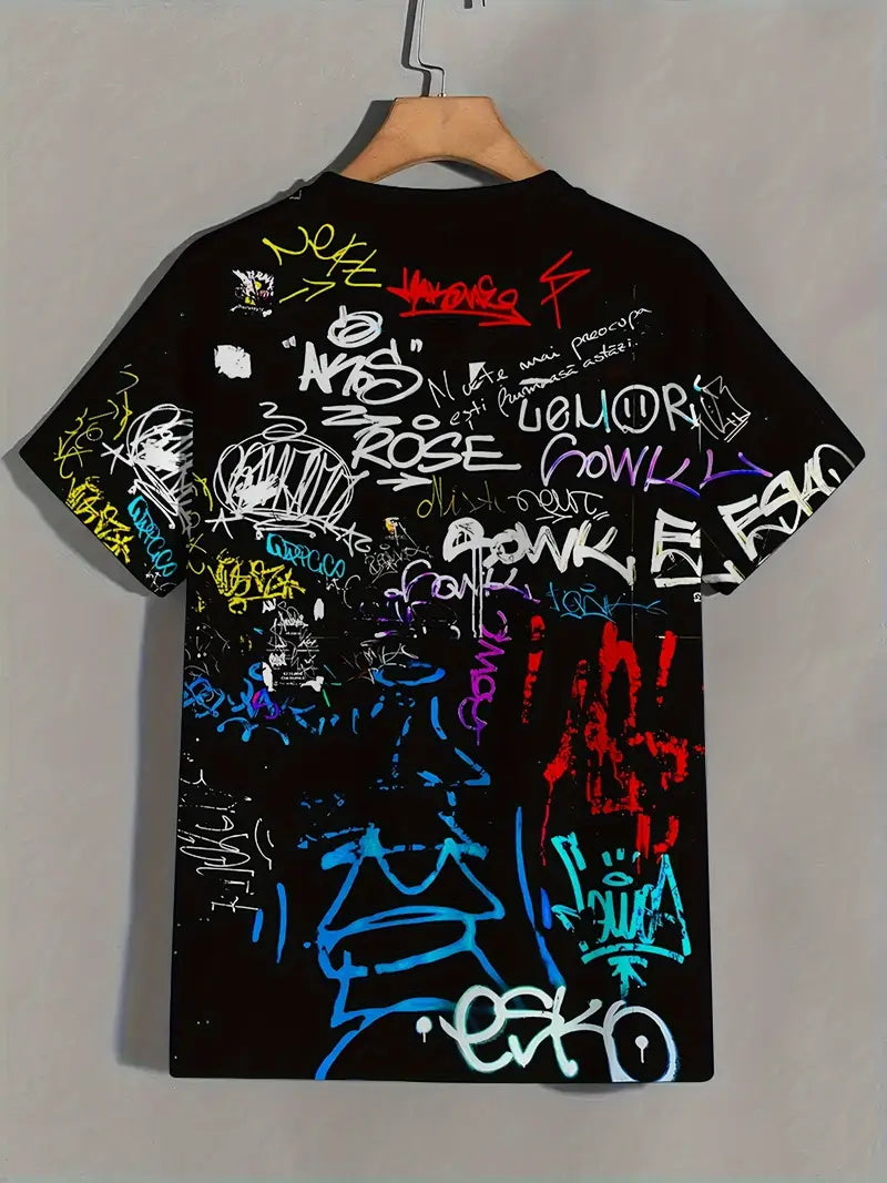Big & Tall Geometric Graphic Graffiti T-Shirt for big men view 2