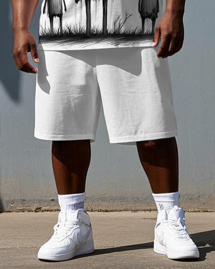 Big & Tall Graphic T-Shirt Shorts Set for big men view 3