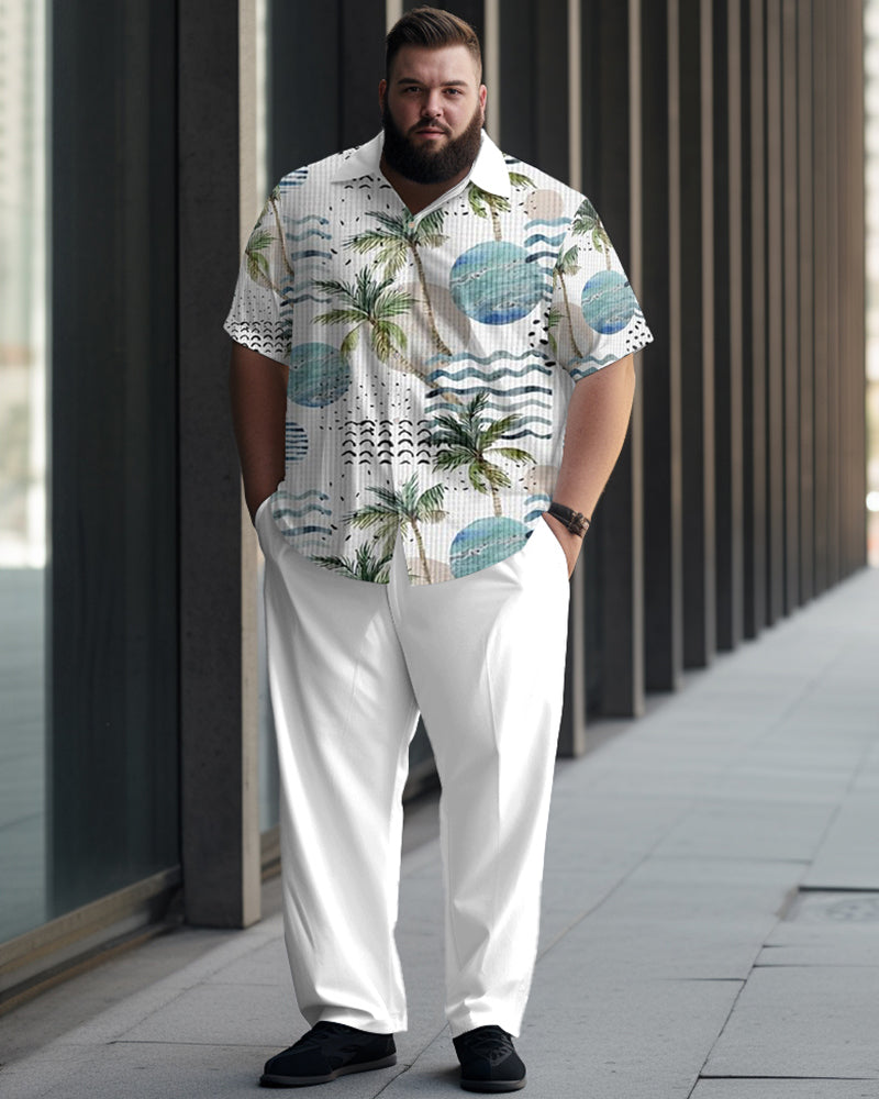 Big & Tall Hawaiian Graphic T-Shirt Pants Set for big men view 1