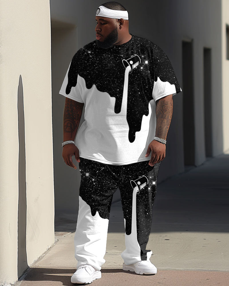 Big & Tall Graphic Streetwear T-Shirt Pants Set for big men view 1