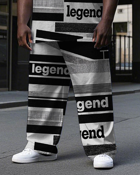 Big & Tall Colorblock Striped T-Shirt Pants Set for big men view 3