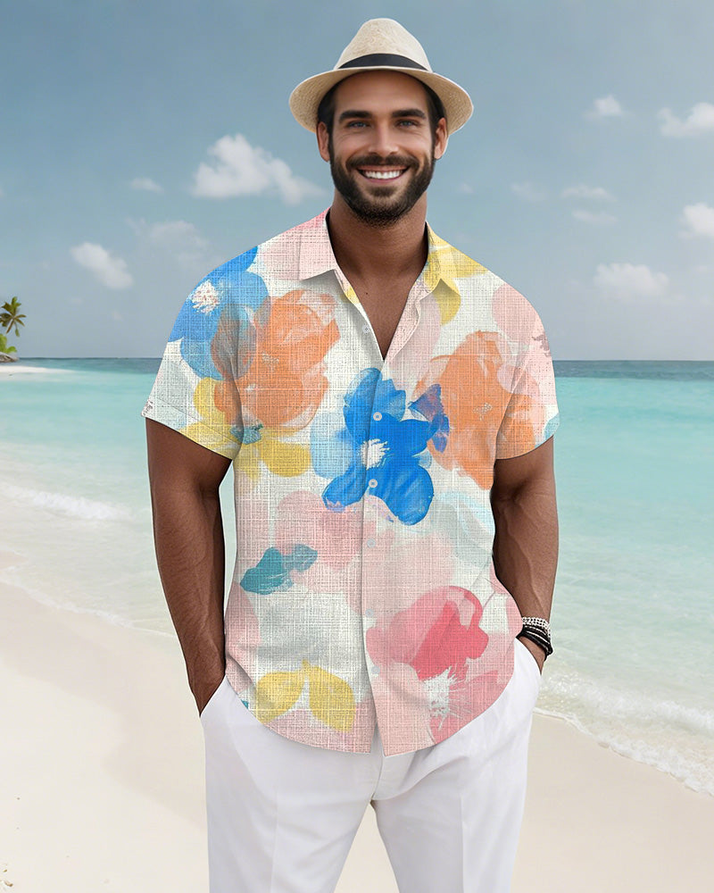 Big & Tall Hawaiian Geometric Short Sleeve Shirt for big men view 3