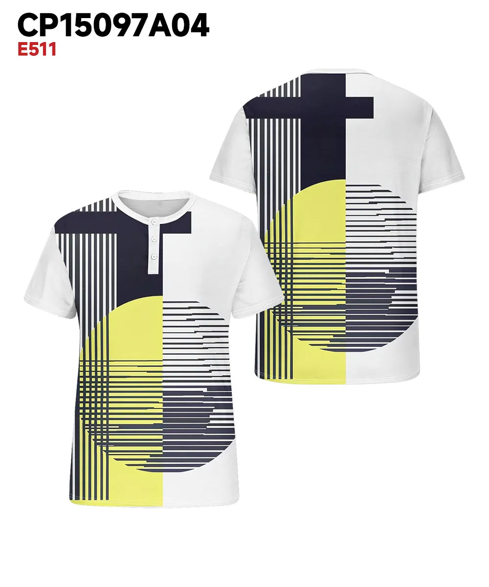 Big & Tall Colorblock Geometric Striped T-Shirt for big men view 3