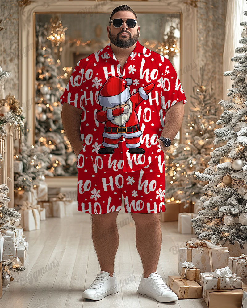 Big & Tall Red Graphic T-Shirt Shorts Set for big men view 1