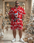 Big & Tall Red Graphic T-Shirt Shorts Set for big men view 1