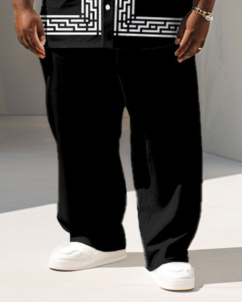 Big & Tall Geometric Graphic Shirt Pants Set for big men view 3