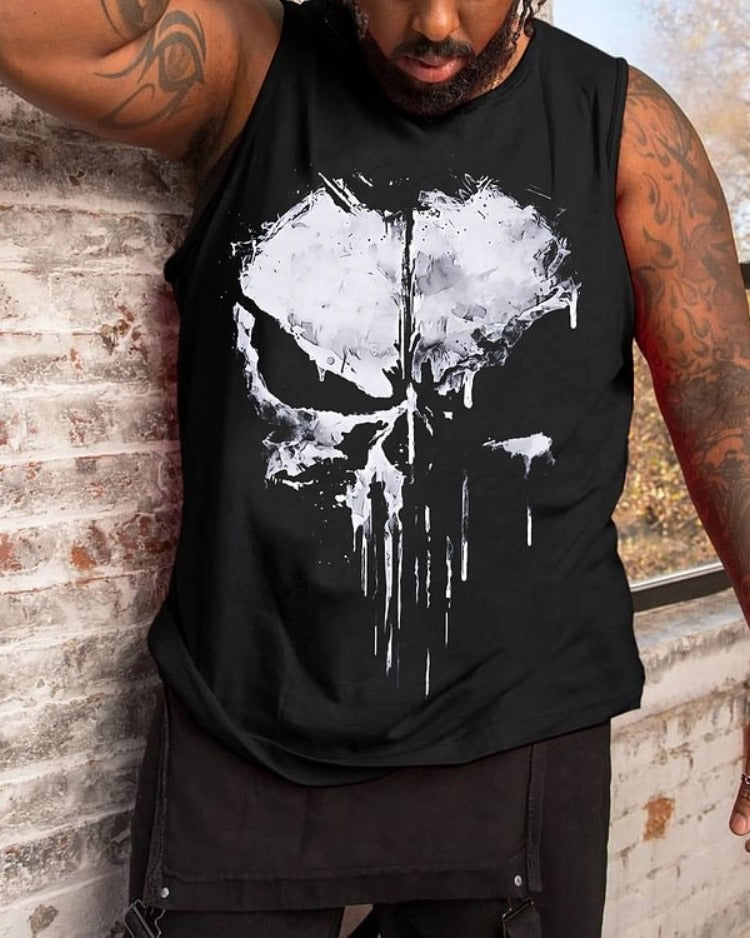 Big & Tall Graphic Skull Tank Top for big men view 1