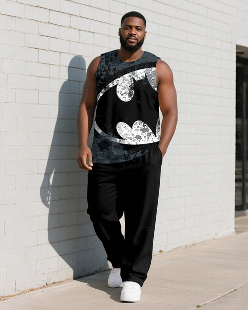 Big & Tall Gray Geometric Graphic Vest Pants Set for big men view 1