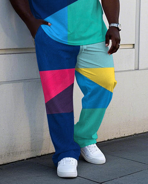 Big & Tall Colorblock Graphic Vest Pants Set for big men view 3