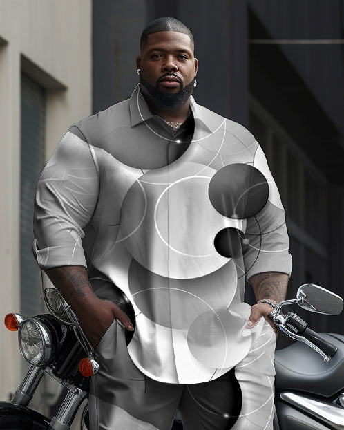 Big & Tall Geometric Shirt Pants Set for big men view 2