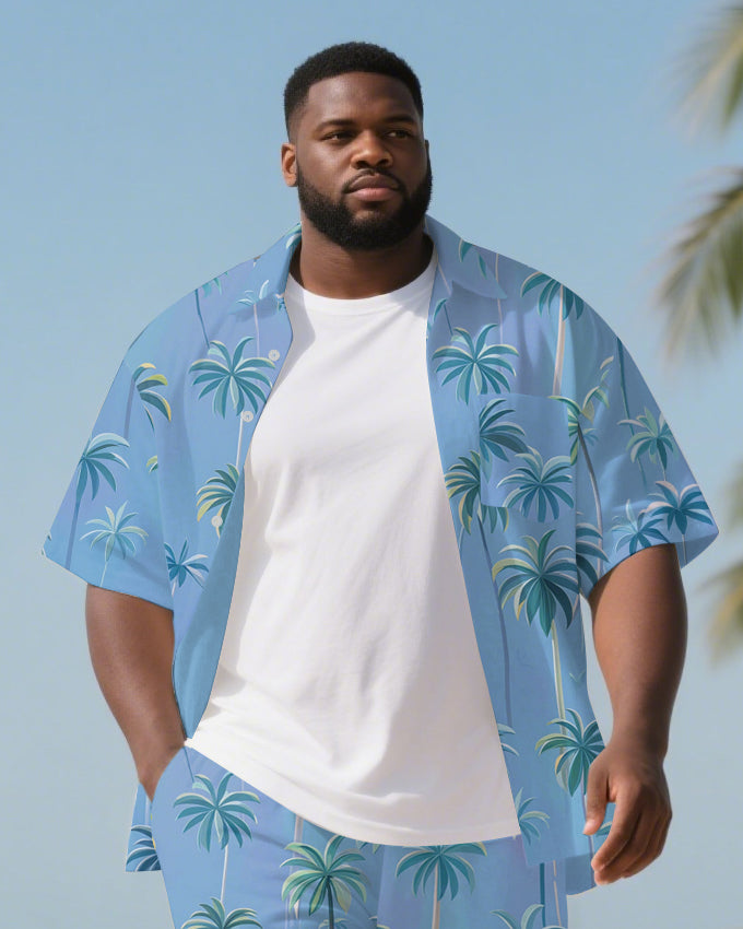 Big & Tall Hawaiian T-Shirt Shorts Set for big men view 2