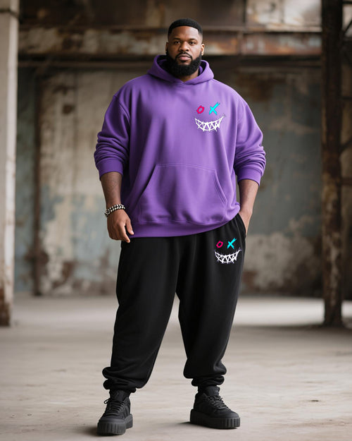 Big & Tall Purple Graphic Hoodie Sweatpants Set for big men view 1