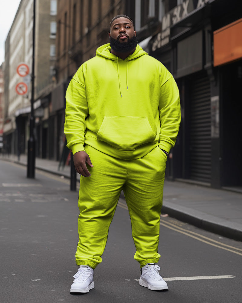Big & Tall Solid Color Hoodie Sweatpants Set for big men view 8
