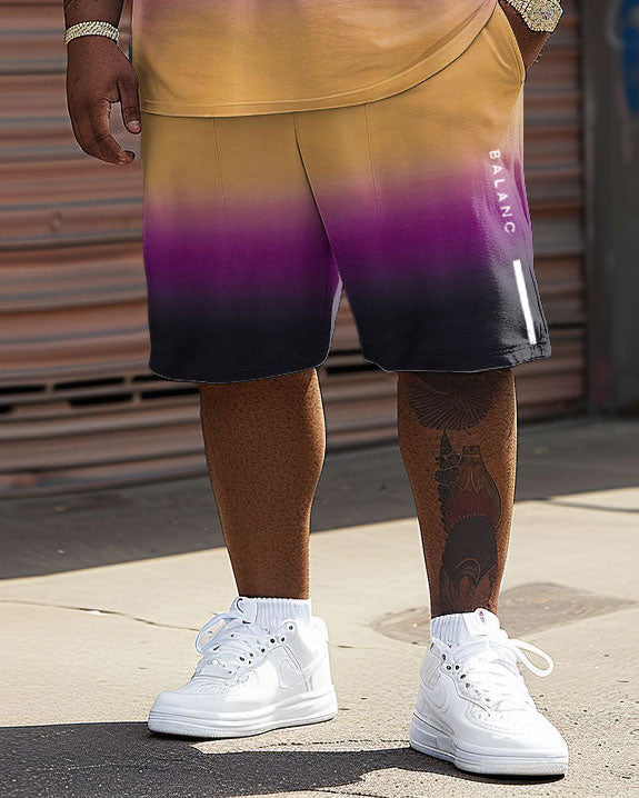 Big & Tall Gradient Graphic T-Shirt Shorts Set for big men view 4