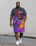 Big & Tall Striped Polo Shorts Set for big men view 1