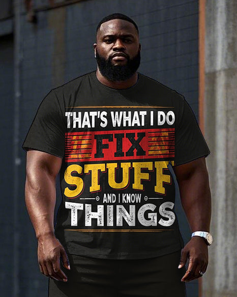 Big & Tall Graphic Streetwear T-Shirt Shorts Set for big men view 2
