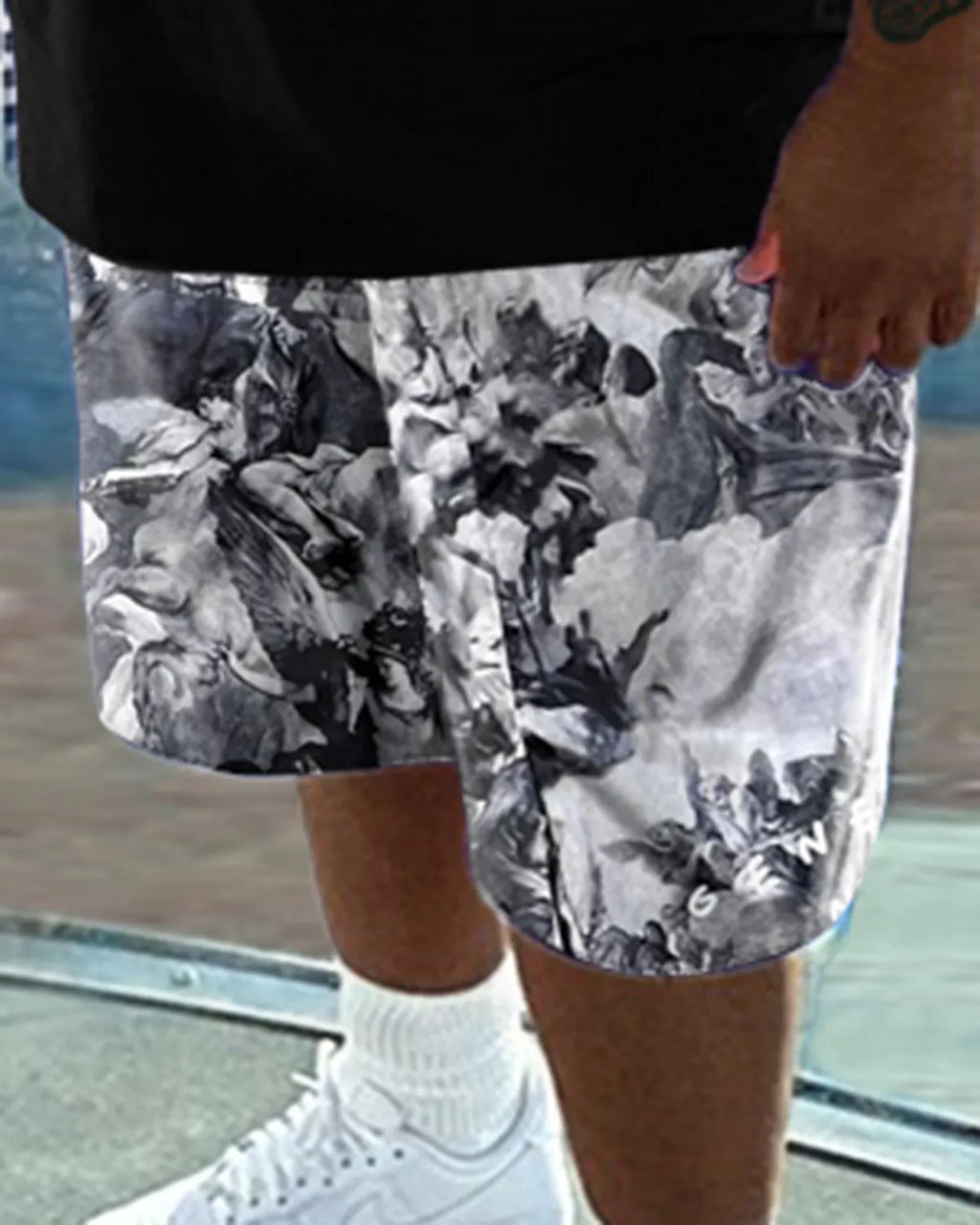 Big & Tall Graffiti T-Shirt Shorts Set for big men view 3