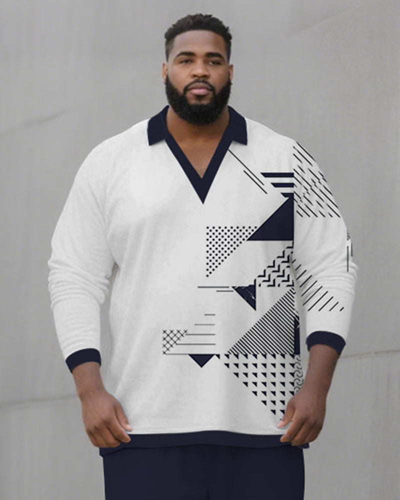 Big & Tall Black White Geometric Two-piece Set for big men view 2