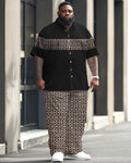 Big & Tall Geometric Graphic Shirt Shorts Set for big men view 1