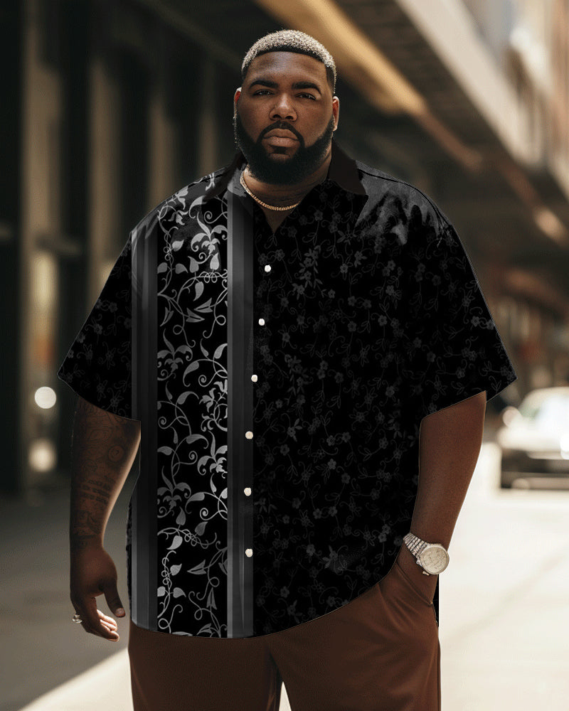 Big & Tall Patchwork Short Sleeve Shirt for big men
