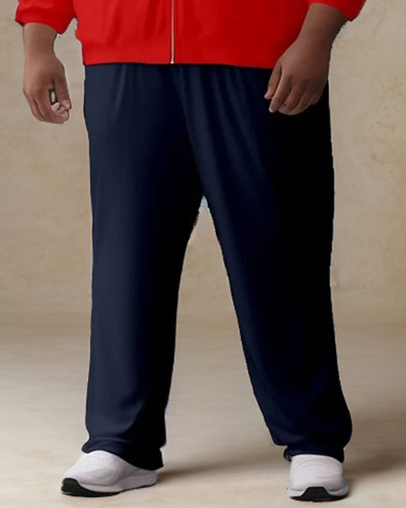 Big & Tall Blue Red Colorblock Shirt Pants Set for big men view 3