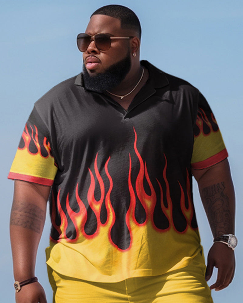 Big & Tall Yellow Hawaiian Graphic Two-piece Set for big men view 2