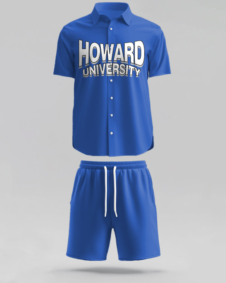 Big & Tall Blue Graphic T-Shirt Shorts Set for big men view 2