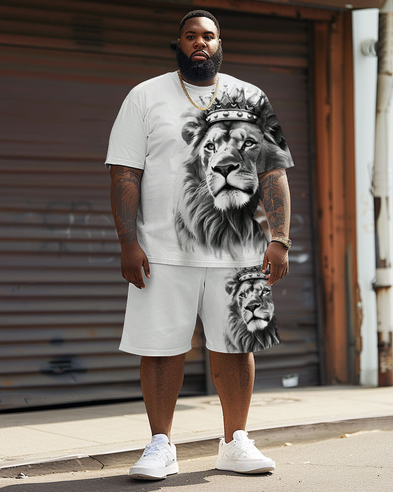 Big & Tall Graphic Streetwear T-Shirt Shorts Set for big men view 1