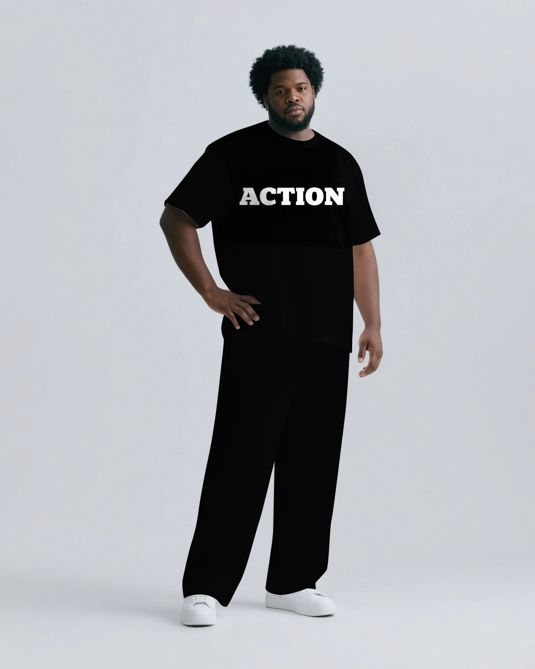 Big & Tall Streetwear T-Shirt Pants Set for big men view 1