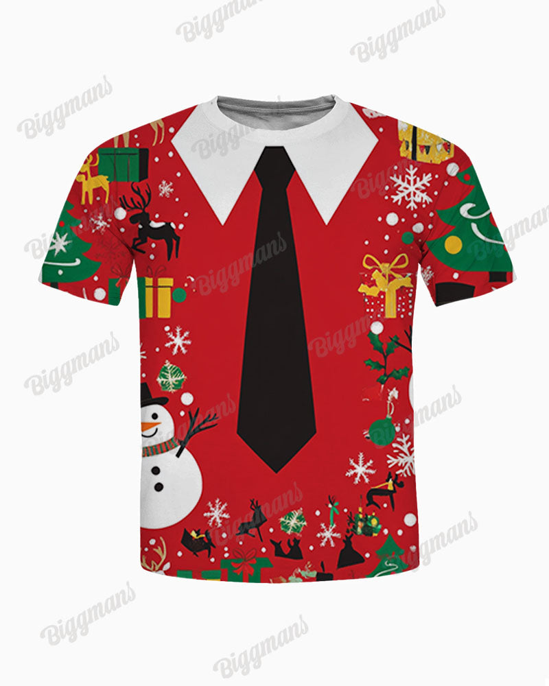 Big & Tall Red Graphic T-Shirt Shorts Set for big men view 3
