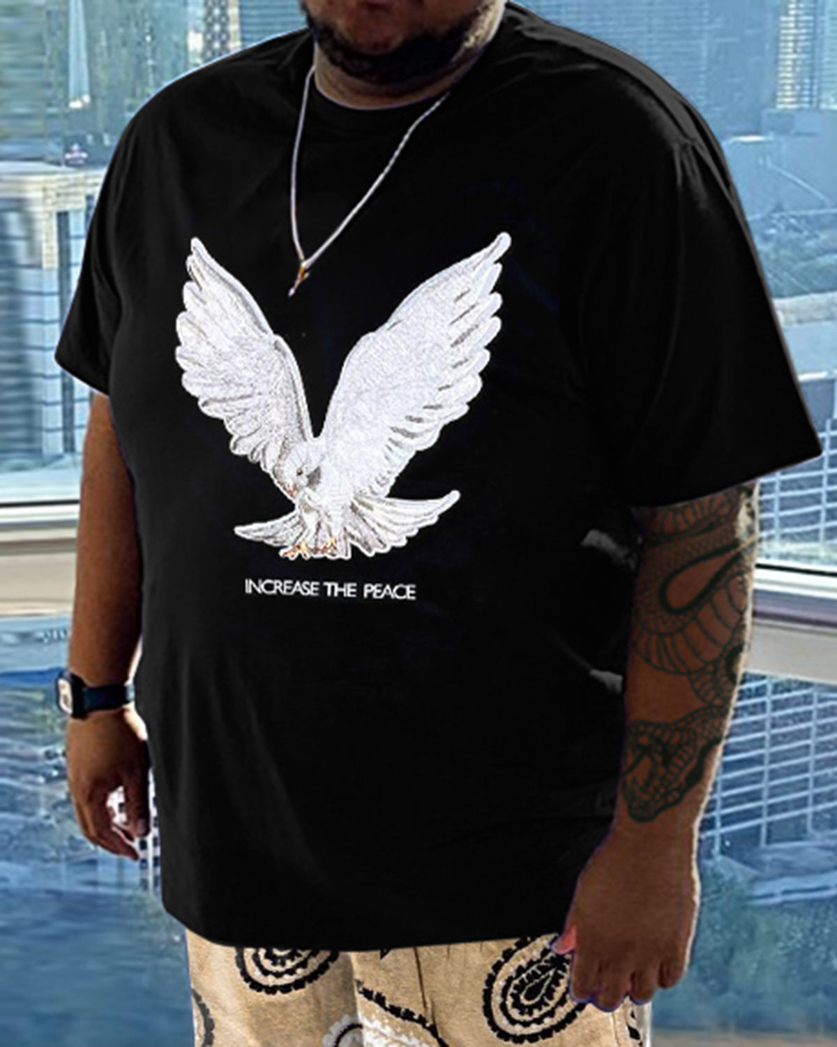 Big & Tall Streetwear T-Shirt Shorts Set for big men view 2