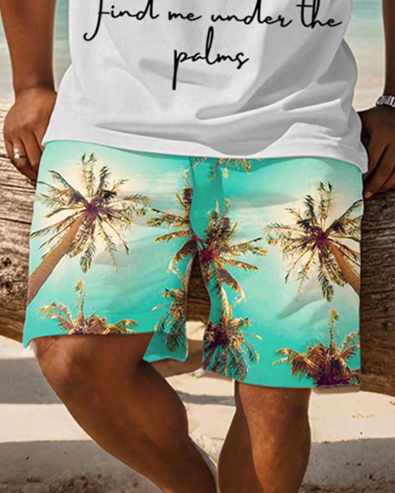 Big & Tall Green Hawaiian Graphic Two-piece Set for big men view 3