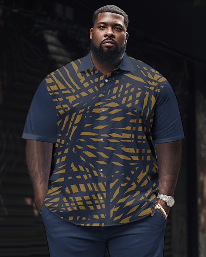 Big & Tall Colorblock Geometric Shirt Pants Set for big men view 2