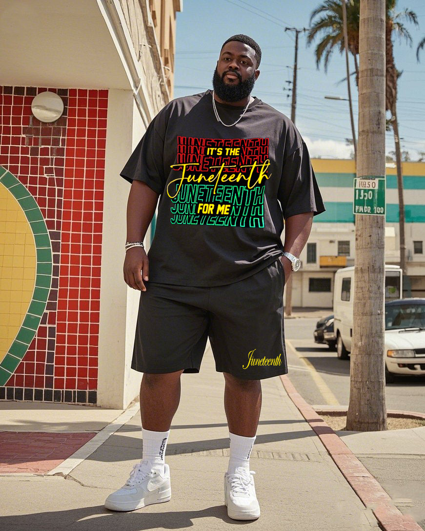 Big & Tall Juneteenth Vintage T-Shirt Shorts Set for big men view 1