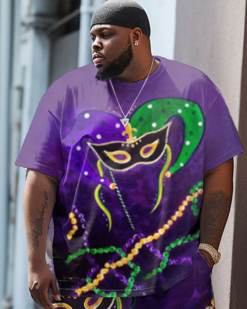 Big & Tall Colorblock Streetwear Two-piece Set for big men view 2