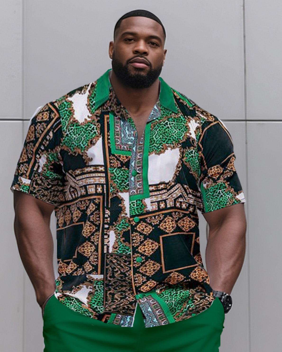 Big & Tall Graphic T-Shirt Shorts Set for big men view 2