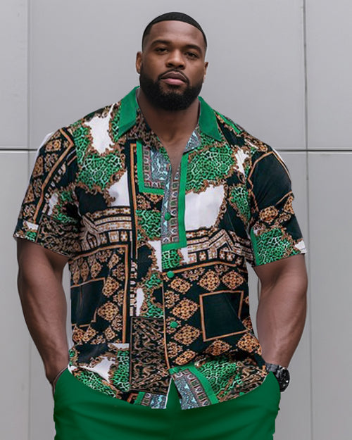 Big & Tall Graphic T-Shirt Shorts Set for big men view 2