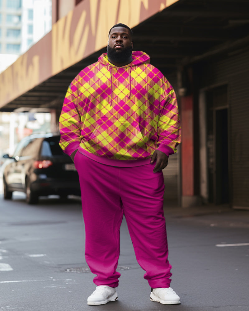 Big & Tall Red Plaid Streetwear Hoodie for big men view 1