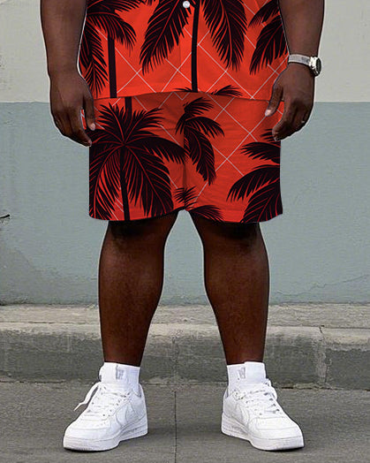 Big & Tall Tropical Plaid T-Shirt Shorts Set for big men view 3