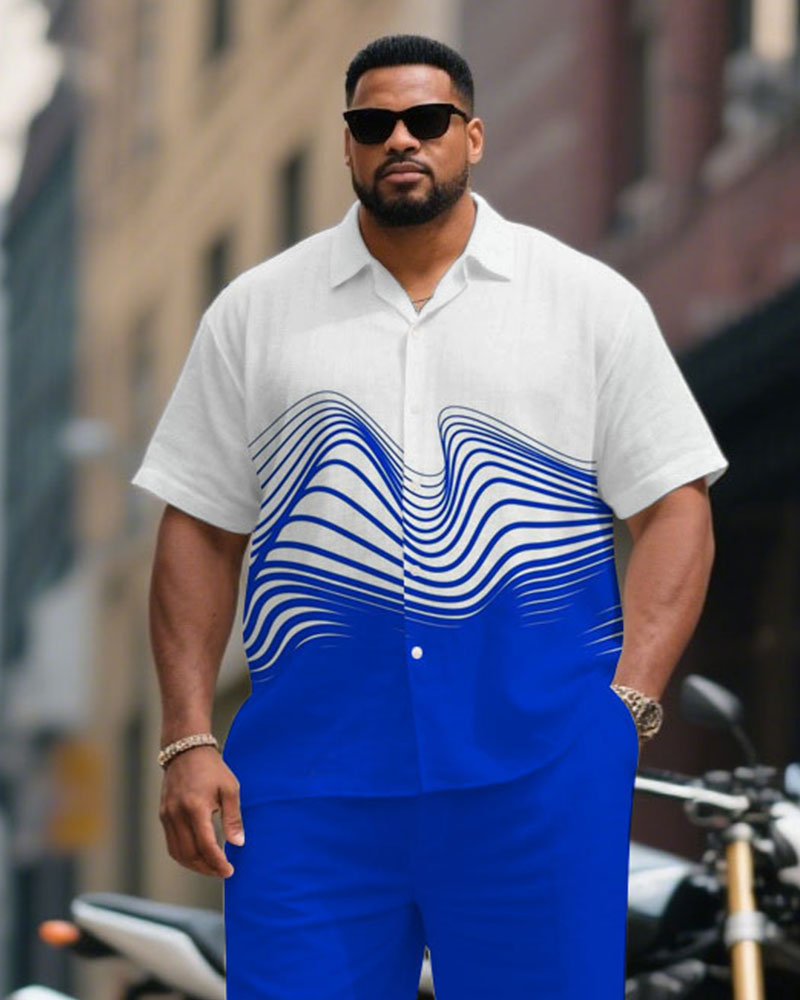 Big & Tall Blue Graphic T-Shirt Pants Set for big men view 2