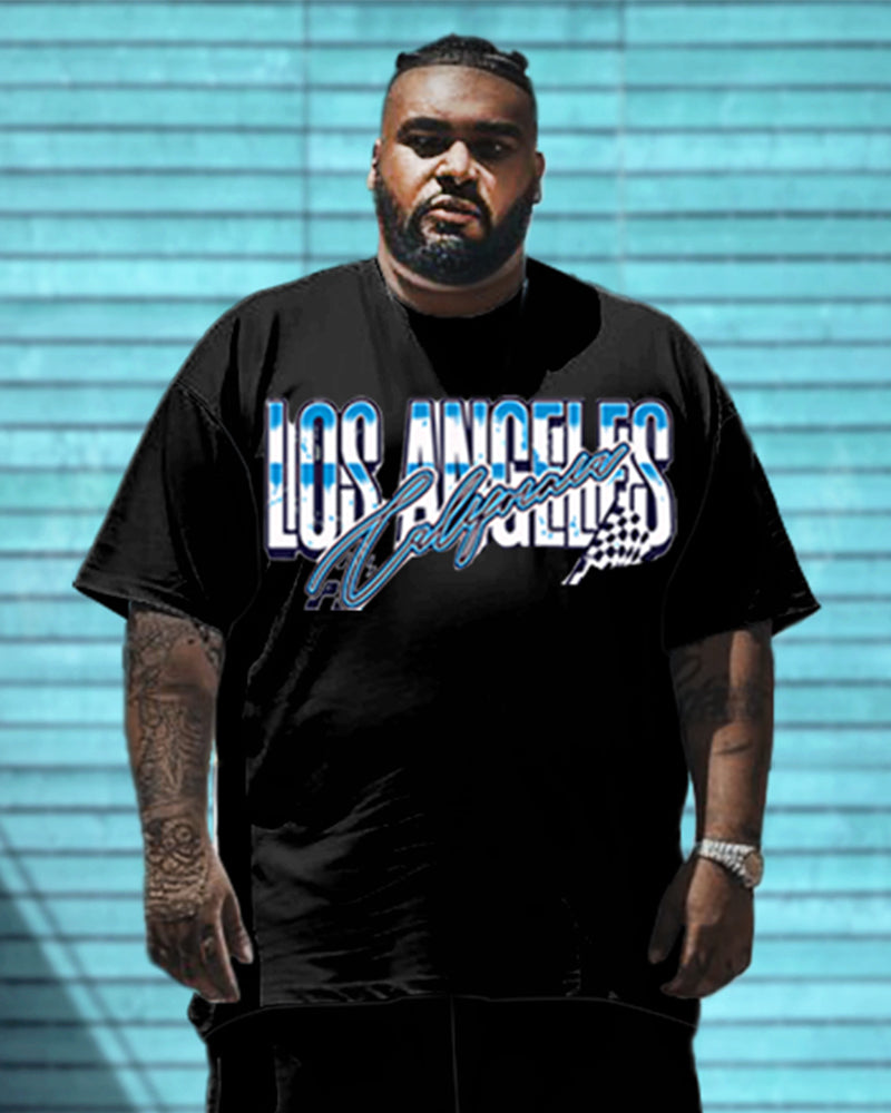 Big & Tall Graphic T-Shirt Shorts Set for big men view 3