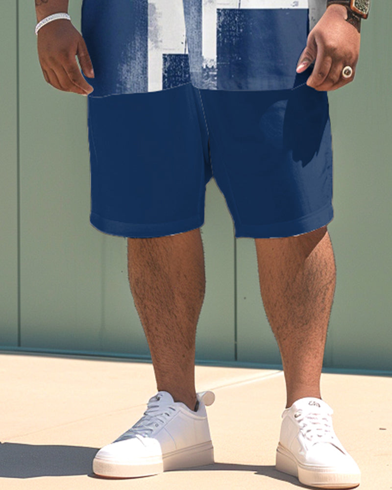 Big & Tall Colorblock T-Shirt Shorts Set for big men view 3