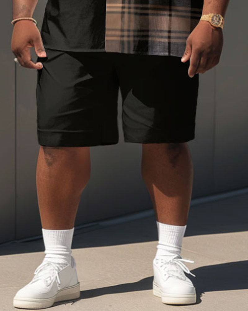 Big & Tall Plaid Graphic T-Shirt Shorts Set for big men view 4