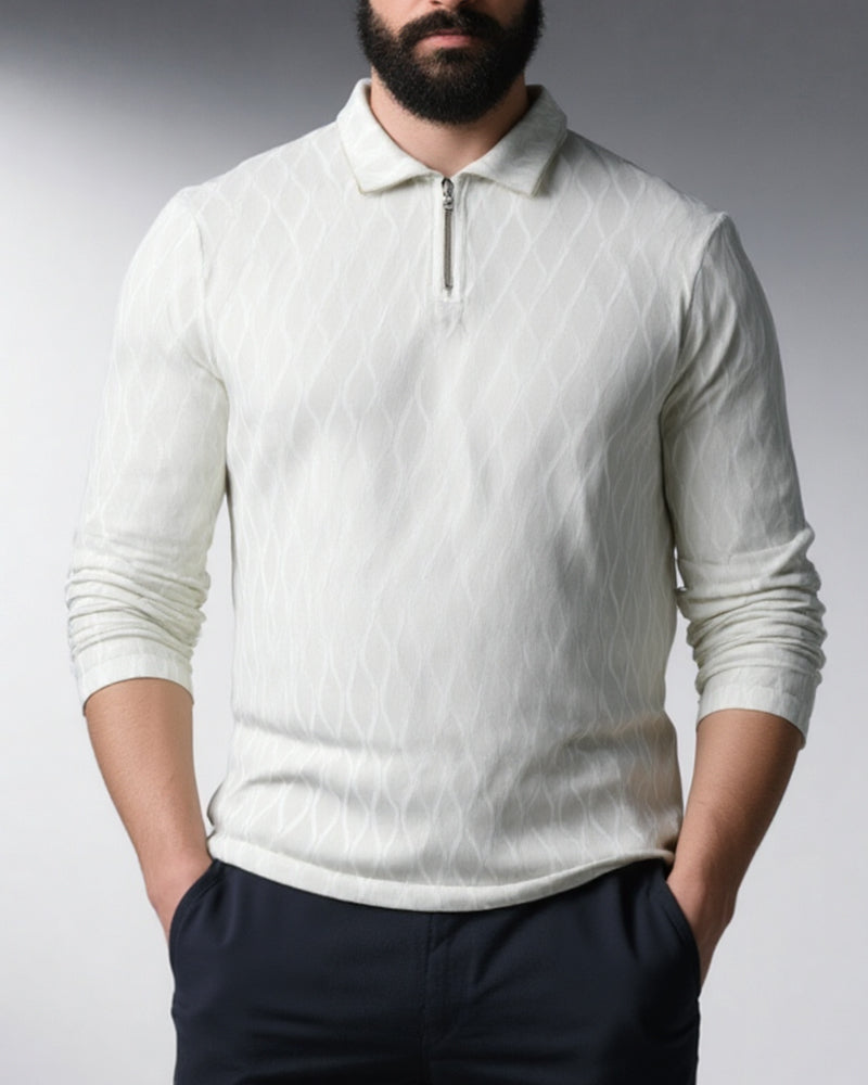 Big & Tall White Patchwork Polo Shirt for big men view 5