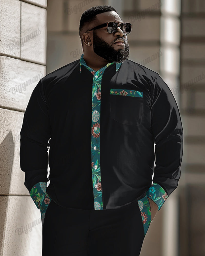 Big & Tall Floral Patchwork Two-piece Set for big men view 2