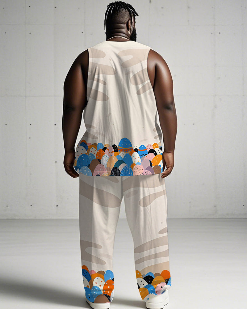 Big & Tall Graphic Vest Pants Set for big men view 4