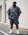 Big & Tall Camouflage T-Shirt Shorts Set for big men view 1